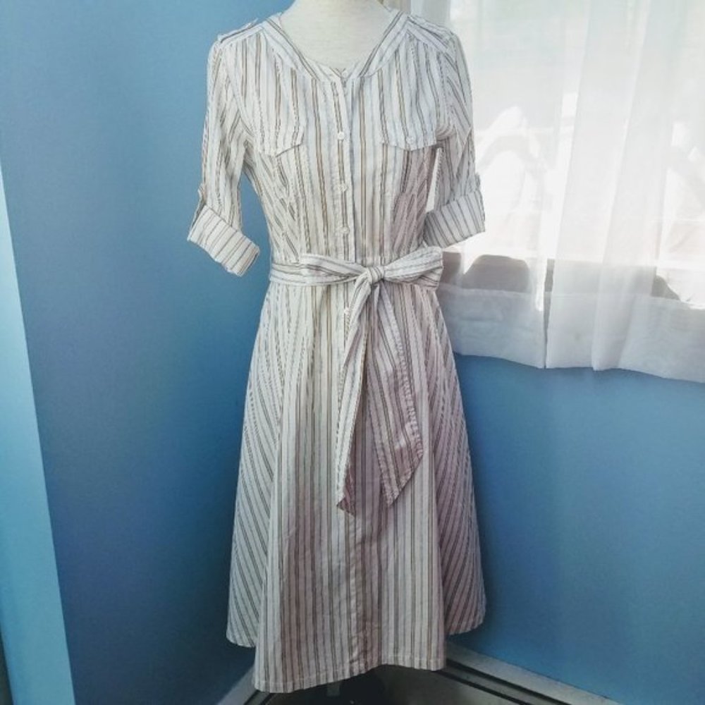 J. Crew Belted Striped Shirt Dress